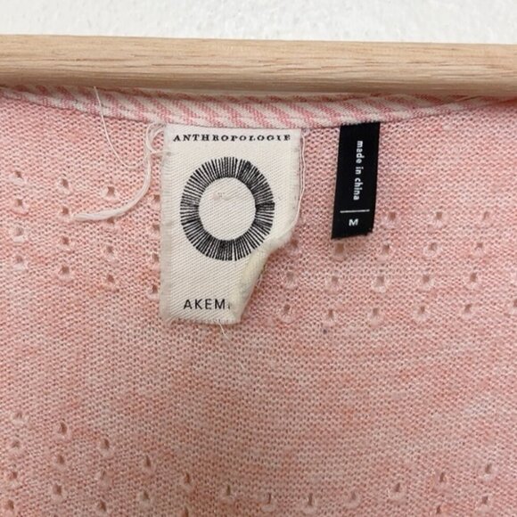 Anthropologie Akemi + Kin Womens Medium Pink Sylvie Pointelle Top - Picture 8 of 13